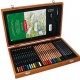 Set Complet Pentru Schite Si Desen Derwent Academy, Cutie Din Lemn, Creioane Colorate, Acuarela Si G