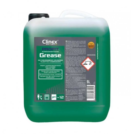 Clinex Profit Grease, 5 Litri, Solutie Superconcentrata, Curata Si Neutralizeaza Grasimea De Pe Supr