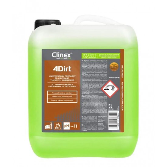 Clinex 4 Dirt, 5 Litri, Detergent Concentrat, Universal, Pentru Degresare Si Curatare Suprafete Murd