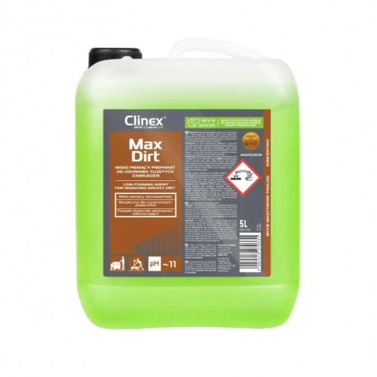 Clinex Maxdirt, 5 Litri, Solutie Fara Spuma, Pentru Suprafete Murdare De Grasime