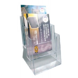 Display Plastic Pentru Pliante, 3 X 1/3 A4, Stey - Transparent