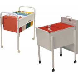 Suport Metalic Mobil Pentru 100 Dosare Suspendate A4, Cu Capac, Esselte - Alb