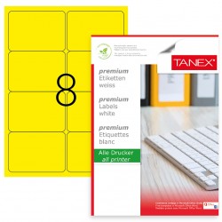 Etichete Color Autoadezive, 8/a4, 99.1 X 67.7mm, 25 Coli/top, Tanex - Galben Fluorescent