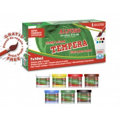 Tempera Lavabila, 7 Culori X 40ml/cutie + Pensula Gratis, Alpino Tempera Lavabila, 7 Culori X 40ml/cutie + Pensula Gratis, Alpino