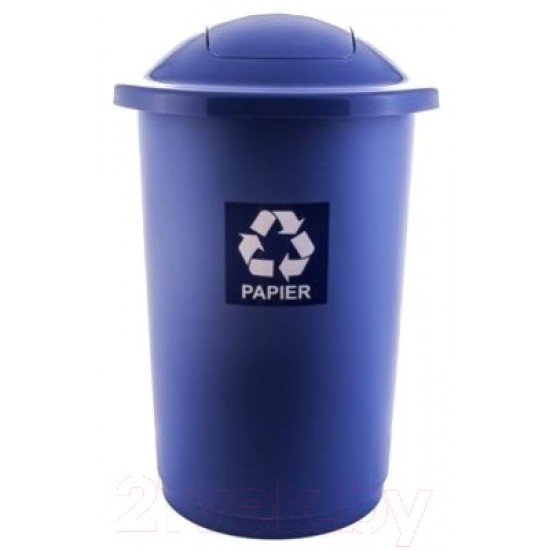 Cos Plastic Reciclare Selectiva, Capacitate 50l, Plafor Top - Albastru Cu Capac Albastru - Hartie