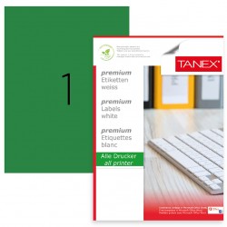 Etichete Color Autoadezive, 1/a4, 210 X 297mm, 25 Coli/top, Tanex - Verde Fluorescent