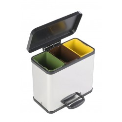 Cos Metalic Cu 3 Separatoare (11 Litri Fiecare), Pentru Reziduuri, Vepa Bins - Stainless Steel Mat Cos Metalic Cu 3 Separatoare (11 Litri Fiecare), Pentru Reziduuri, Vepa Bins - Stainless Steel Mat