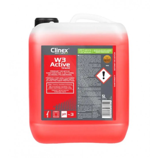 Clinex W3 Active Shield, 5 Litri, Solutie Delicata, Curatare Suprafete Sanitare/bai