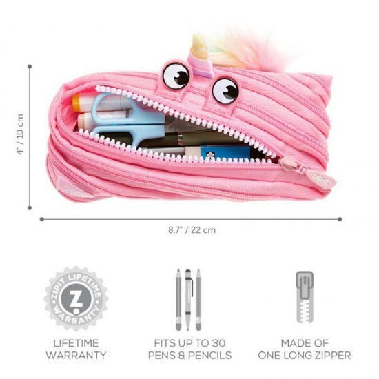 Penar Cu Fermoar, Zipit Unicorn - Roz Deschis