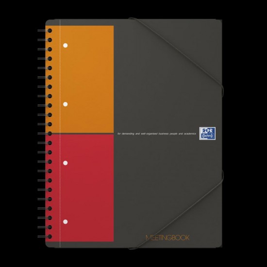 Agenda Organizator Oxford International Meeting Book, A4+ 80f, Hartie Optik 90g/mp, Spira Dubla, Scribzee, Coperta Pp, Pefc, Margini Duble Si Antet, Microperforatii Si 4 Perforatii, 3 Clape Coperta Spate, Inchidere Cu Elastic, Patratele, Culoare Gri