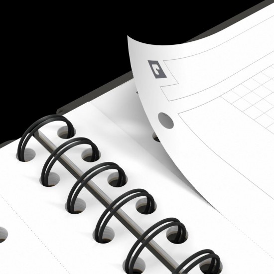 Agenda Organizator Oxford International Meeting Book, A4+ 80f, Hartie Optik 90g/mp, Spira Dubla, Scribzee, Coperta Pp, Pefc, Margini Duble Si Antet, Microperforatii Si 4 Perforatii, 3 Clape Coperta Spate, Inchidere Cu Elastic, Patratele, Culoare Gri