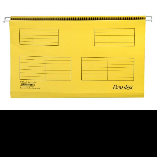 Dosar Suspendat Bantex Flex A4, Capacitate 100 File, Bagheta Metalica, Carton Blue Angel, Include Eticheta Si Porteticheta 5 Cm, Culoare Galben