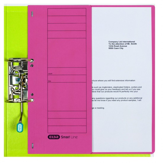Dosar Cu Capse Elba Smart Eyelet A4 1/2, Carton Manila 250g/mp, Culoare Rosu