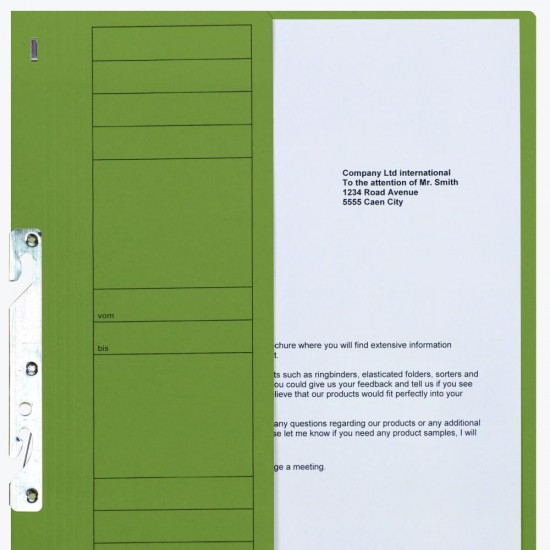 Dosar Incopciat Elba Smart A4 1/2, Carton Manila 250g/mp, Blue Angel, Capacitate 200 File, Culoare Verde