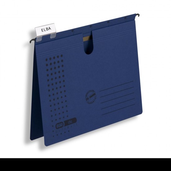 Dosar Suspendat Cu Sina Elba Ultimate A4, Carton 240g/mp, Blue Angel, Capacitate 200 File, Orificiu Deget Pentru Manevrare, Porteticheta, Culoare Albastru Inchis