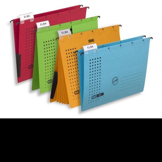 Dosar Suspendat Cu Sina Elba Ultimate A4, Carton 240g/mp, Blue Angel, Capacitate 200 File, Orificiu Deget Pentru Manevrare, Porteticheta, Culoare Galben