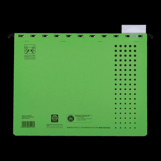 Dosar Suspendat Cu Sina Elba Ultimate A4, Carton 240g/mp, Blue Angel, Capacitate 200 File, Orificiu Deget Pentru Manevrare, Porteticheta, Culoare Verde