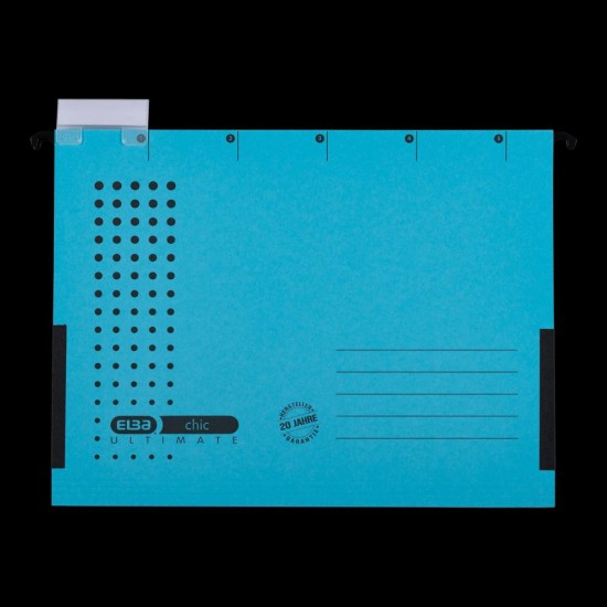 Dosar Suspendat Cu Burduf Elba Ultimate A4, Carton 240g/mp, Blue Angel, Capacitate 330 File, Porteticheta, Culoare Albastru