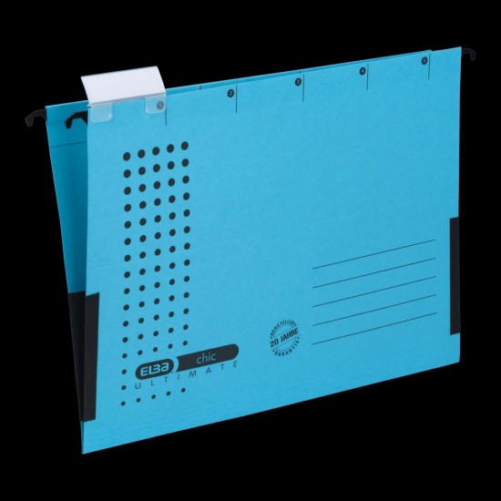 Dosar Suspendat Cu Burduf Elba Ultimate A4, Carton 240g/mp, Blue Angel, Capacitate 330 File, Porteticheta, Culoare Albastru