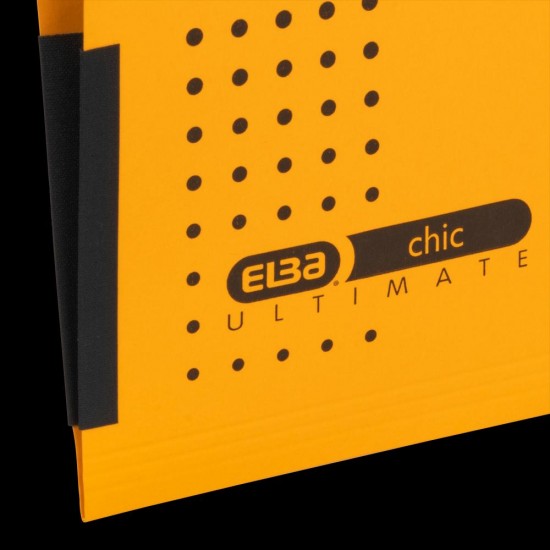 Dosar Suspendat Cu Burduf Elba Ultimate A4, Carton 240g/mp, Blue Angel, Capacitate 330 File, Porteticheta, Culoare Galben