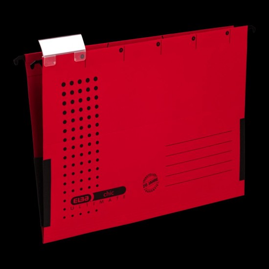 Dosar Suspendat Cu Burduf Elba Ultimate A4, Carton 240g/mp, Blue Angel, Capacitate 330 File, Porteticheta, Culoare Rosu