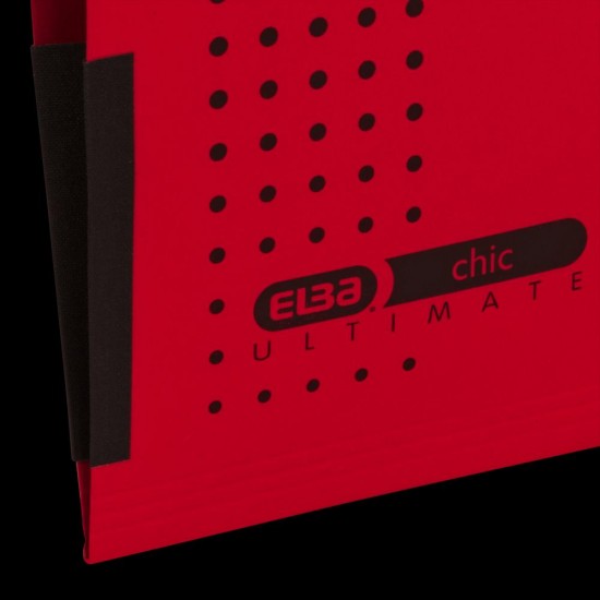 Dosar Suspendat Cu Burduf Elba Ultimate A4, Carton 240g/mp, Blue Angel, Capacitate 330 File, Porteticheta, Culoare Rosu