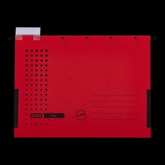 Dosar Suspendat Cu Burduf Elba Ultimate A4, Carton 240g/mp, Blue Angel, Capacitate 330 File, Porteticheta, Culoare Rosu