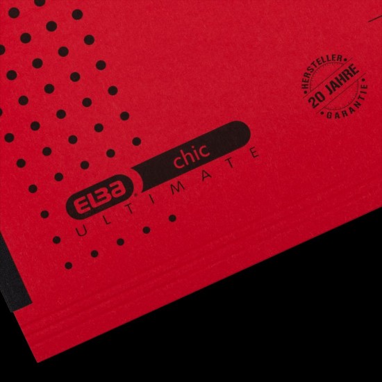 Dosar Suspendat Cu Burduf Elba Ultimate A4, Carton 240g/mp, Blue Angel, Capacitate 330 File, Porteticheta, Culoare Rosu