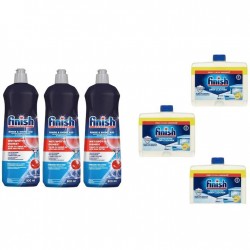 Pachet Promo: 3x Finish Solutie Curatare Masina Vase Lemon 250ml + 3x Finish Solutie Clatire Masina Spalat Vase 800ml