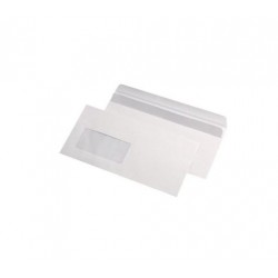 Plic Dl 80g 110x220 Mm Cutie 1000 Autoadeziv Cu Fereastra Stanga Alb