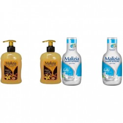 Pachet Promo: 2x Sapun Lichid Malizia Vanilie Si Argan 300 Ml + 2x Spumant De Baie Malizia Milk Cream 1l