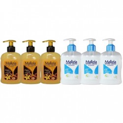 Pachet Promo: 3x Sapun Lichid Malizia  Vanilie Si Argan 300 Ml + 3x Sapun Lichid Malizia Crema De Lapte 300 Ml