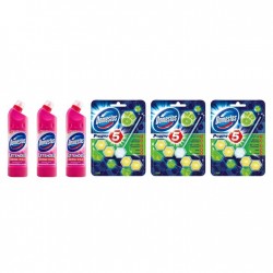 Pachet Promo: 3x Domestos Pink 750 Ml + 3x Domestos Power 5 Lime 55 G