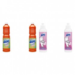 Pachet Promo: 2x Solutie Pardoseli Asevi 1l Portocala + 2x Asevi Odorizant Lichid 24h Wc Chicle, 200ml