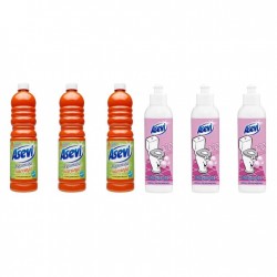Pachet Promo: 3x Solutie Pardoseli Asevi 1l Portocala + 3x Asevi Odorizant Lichid 24h Wc Chicle, 200ml