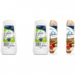 Pachet Promo: 2x Gel Odorizant Glade Lacrimioare 150 G + 2x Glade Odorizant Spray Sandalwood & Jasmine 300ml