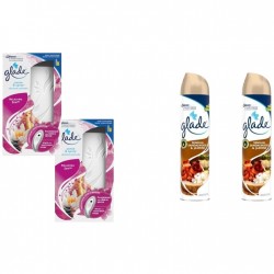 Pachet Promo: 2x  Set Odorizant Electric Sense&spray Plus Rezerva Glade Relaxing Zen 18 Ml + 2x Glade Odorizant Spray Sandalwood & Jasmine 300ml
