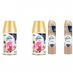 Pachet Promo: 2x Glade Odorizant Spray Rezerva Floral Blossom 269ml + 2x Glade Odorizant Spray Romantic Vanilla 300ml