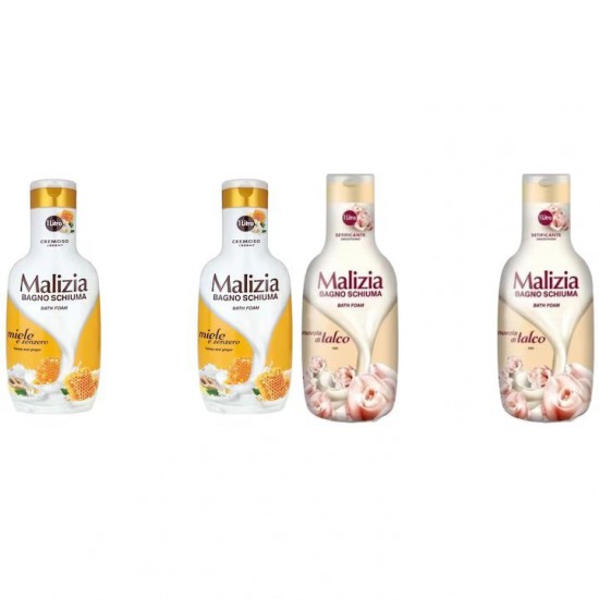 Pachet Promo: 2x Spumant De Baie Malizia Cu Miere Si Ghimbir 1l + 2x Spumant De Baie Malizia Talco 1l