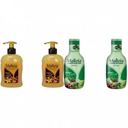 Pachet Promo: 2x Sapun Lichid Malizia Vanilie Si Argan 300 Ml + 2x Spumant De Baie Malizia Pino 1l