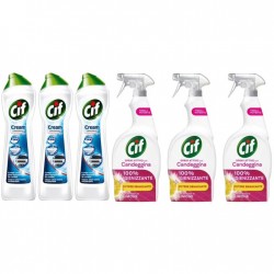 Pachet Promo: 3x Solutie Cif Cream Original 500 Ml + 3x Cif Spray Candeggina Lamaie 650 Ml