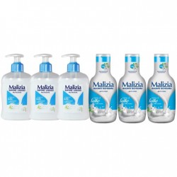 Pachet Promo: 3x Sapun Lichid Malizia Crema De Lapte 300 Ml + 3x Spumant De Baie Malizia Milk Cream 1l