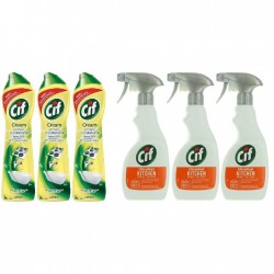 Pachet Promo: 3x Solutie Cif Cream Lemon 500 Ml + 3x Cif Spray Bucatarie 500 Ml