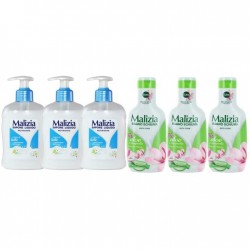 Pachet Promo: 3x Sapun Lichid Malizia Crema De Lapte 300 Ml + 3x Spumant De Baie Maliziacu Aloe & Magnolia 1l