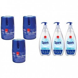 Pachet Promo: 3x Sano Blue 150g + 3x Sano Spark Detergent Lichid Pentru Vase Zero Coloranti Si Parfum 1 L