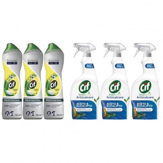 Pachet Promo: 3x Cif Professional Lemon 750 Ml + 3x X Cif Spray Otet Si Eucalipt 650 Ml