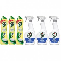 Pachet Promo: 3x Solutie Cif Cream Lemon 500 Ml + 3x Cif Spray Baie 500 Ml