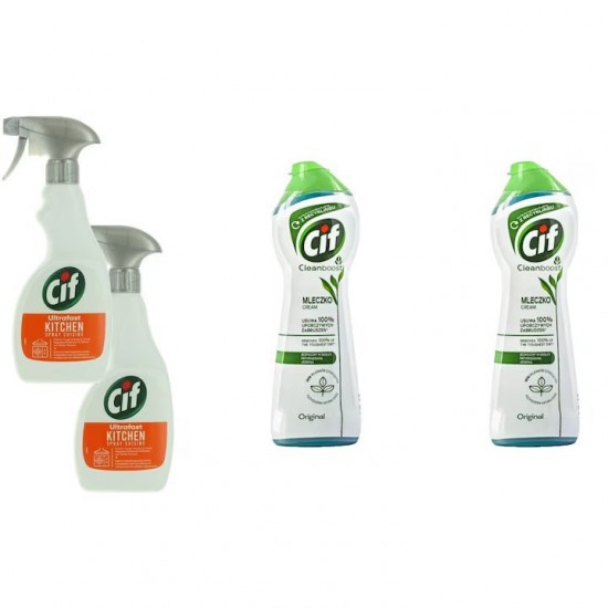 Pachet Promo: 2x Cif Spray  Bucatarie 500 Ml + 2x Cif Cream Original 300 Ml