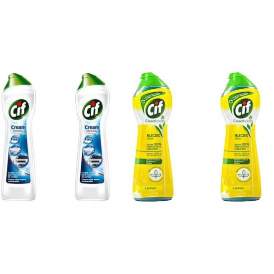 Pachet Promo: 2x Solutie Cif Cream Original 500 Ml + 2x Cif Cream Lemon 300 Ml