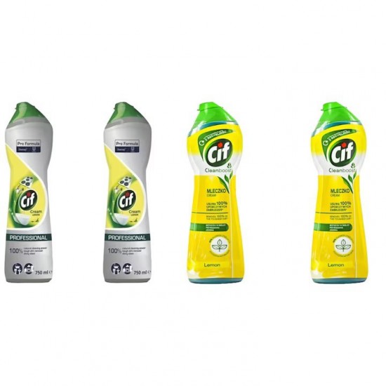 Pachet Promo: 2x Cif Professional Lemon 750 Ml + 2x Cif Cream Lemon 300 Ml